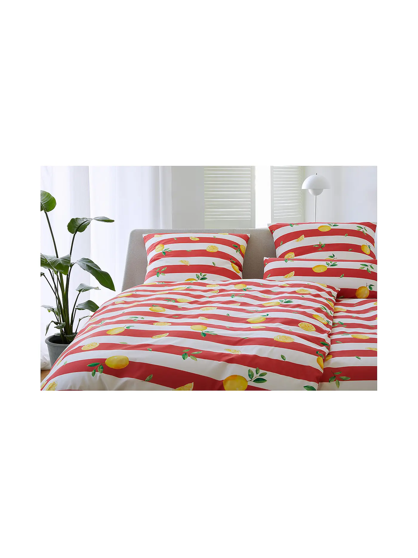 ELEGANTE | Batist Bettwäsche 140x200cm LEMON Wasserblau | rot
